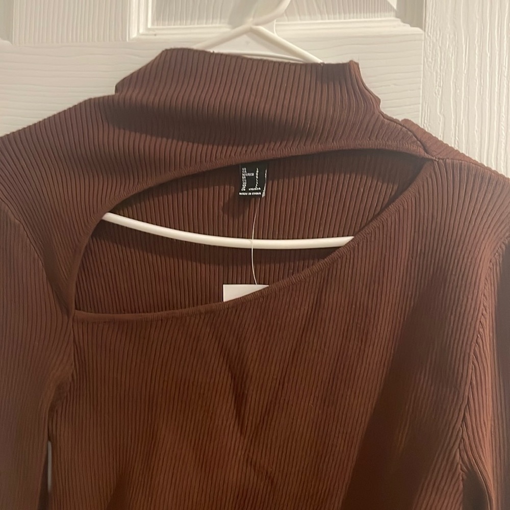 Turtleneck Sweater Dress with an Asymmetrical Cut Out